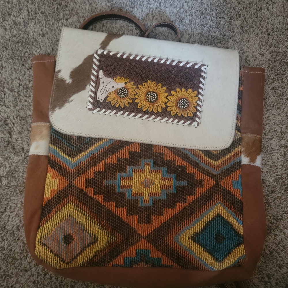 Myra Bag Brown and Cream Interior Backpack